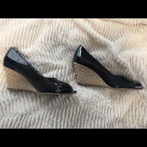 Black Wedge Heels, 7.5w, 3” heel